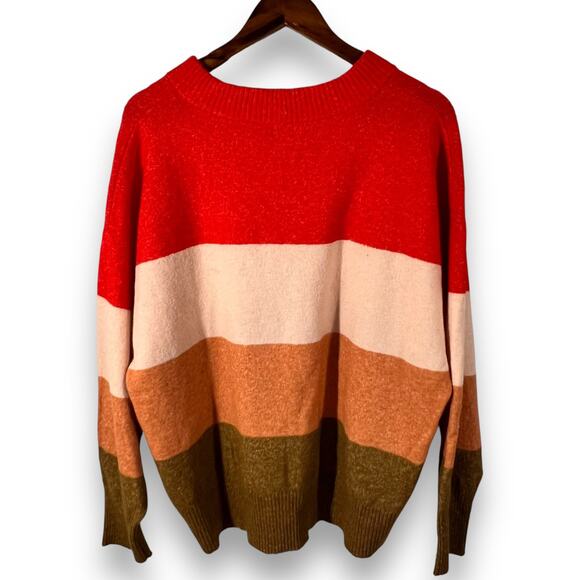 A New Day Sweater Stripe Oversized Pullover Crew Neck Women’s XL Color Block - Picture 4 of 10